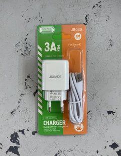 Сетевое зарядное устройство для Jokade JB026 FC 3A (USB-A+USB-A)+ USB Type-C- белый 40201823 фото