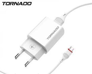 Мережевий зарядний пристрій Tornado TD-14 (1USB/2.4A/1м) + USB кабель Micro- білий 844480 фото