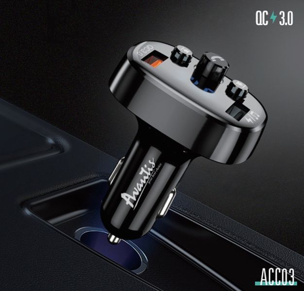 FM модулятор (трансмітер) Avantis ACC03 18W QC3.0 Led Display- чорний 51508 фото