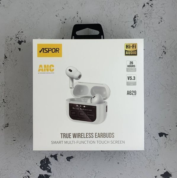 Bluetooth навушники Aspor A629 ANC Earbuds with Touch Screen- білий 51585 фото