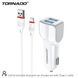 Автомобильное зарядное устройство Tornado L-22 (2USB/2.4A/1м) + USB кабель Type-C-белый 849158 фото 2