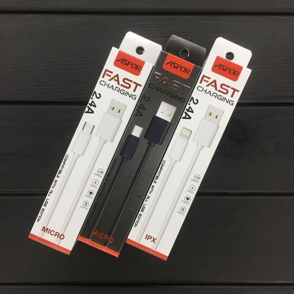 USB кабель Aspor A106 Lightning Econom пак 2.1A/1.2м- белый 910195 фото