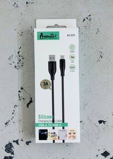 USB кабель Avantis AC-87t Type-C Silicone 3A/1м- чорний 51557 фото