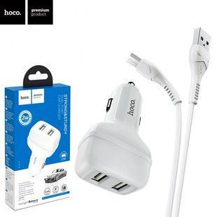 Автомобильное зарядное устройство для Hoco Z36 (2USB/2,4A) + micro - белый 40200081 фото
