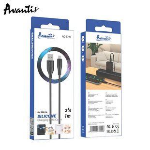 USB кабель Avantis AC-87m Micro Silicone 3A/1м- чорний 778547 фото