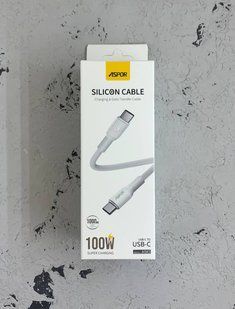 USB кабель Aspor A083 Silicone Type-C to Type-C 100W/1м- білий 51582 фото
