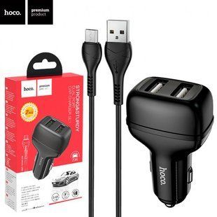 Автомобильное зарядное устройство для Hoco Z36 (2USB/2,4A) + micro - черный 40000813 фото