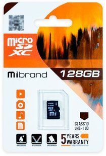 Карта памяти Mibrand MicroSDXC 128Gb Class10 UHS-I U3 (только карта) 40200038 фото