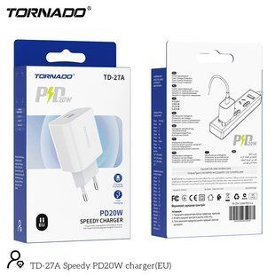 Мережевий зарядний пристрій Tornado TD-27 A (1USB-C/20W PD )- білий 844552 фото