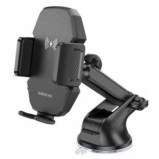 Holder (автотримач) Borofone BH214 FC Wireless 15W Push type- чорний 40201555 фото