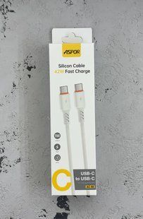 USB кабель Aspor AC-60 Type-C to Type-C Silicone FC (42W/1м)- белый 51656 фото