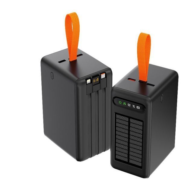 Power Bank Aspor A377 80000mAh PD/3USB/Lightning/Type-C/USB/Solar/Led/22,5W- черный 51737 фото