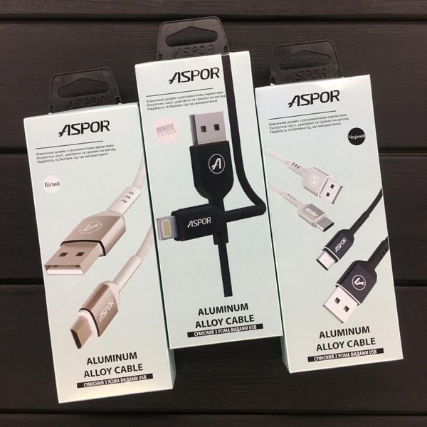 USB кабель Aspor A123 Type-C 2.1A/1.2м - белый 910019 фото