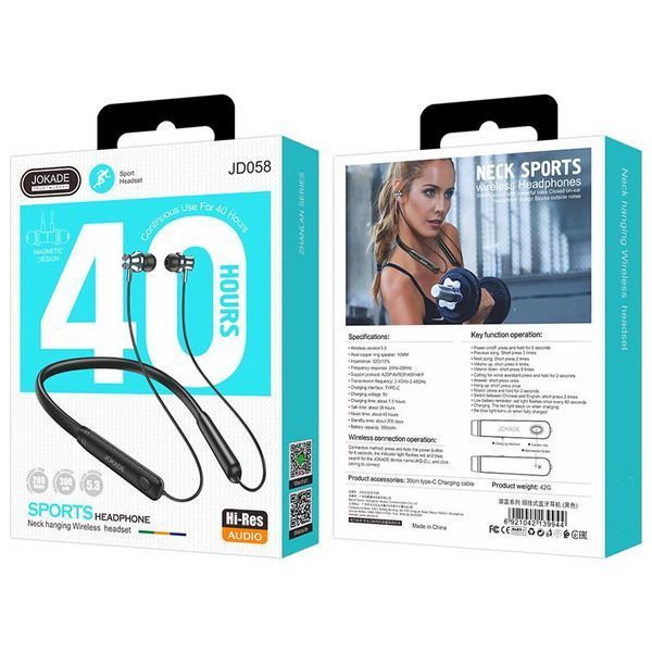 Bluetooth навушники Jokade JD058(Кріплення на шию)- чорний 51636 фото