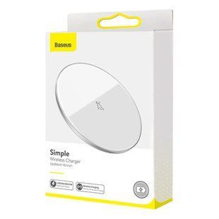 Бездротовий зарядний пристрій Baseus Simple Wireless Charger 15W (WXJK-B02)- білий 40100053 фото