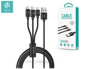 USB кабель DEVIA 3in1(Micro/Type-C/Lightning) Gracious Series (5v/3A/1.2m)- черный 40200029 фото