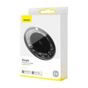 Бездротовий зарядний пристрій Baseus Simple Wireless Charger 15W (WXJK-BA02)- прозорий 844519 фото