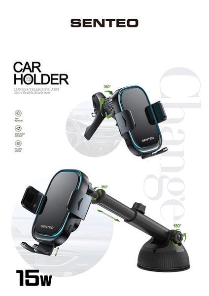 Holder (автотримач) Wireless Senteo SH-02 DRIFT 2 15W на плоску поверхню- чорний 40201993 фото