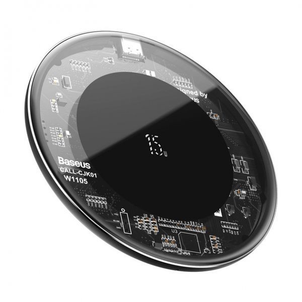 Бездротовий зарядний пристрій Baseus Simple Wireless Charger 15W (WXJK-BA02)- прозорий 844519 фото