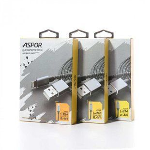 USB кабель Aspor A131L Micro 2.1A/2м- графіт 910202 фото