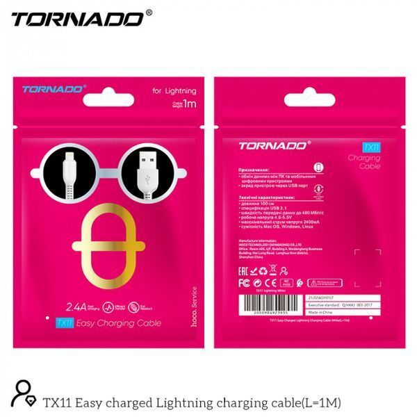 USB кабель Tornado TX11 Lightning (2,4A/1м) - белый 779847 фото