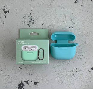 Чехол силиконовый для AirPods 4 с карабином-бирюза 40201799 фото