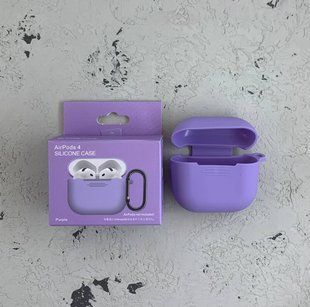 Чехол силиконовый для AirPods 4 с карабином-сиреневый 40201797 фото