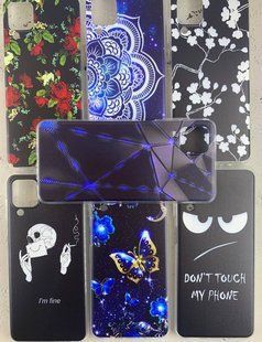 Накладка силіконова Print для Samsung A12 - чорний з малюнками 40000405 фото