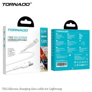 USB кабель Tornado TX2 Lightning (2,4A/1м)- білий 779881 фото
