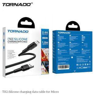 USB кабель Tornado TX2 Micro (2,4A/1м)- чорний 779816 фото