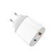 Мережевий зарядний пристрій Aspor A816 (USB/USB-C/3A/20W) + кабель Type-C-Lightning- білий 925128 фото 2