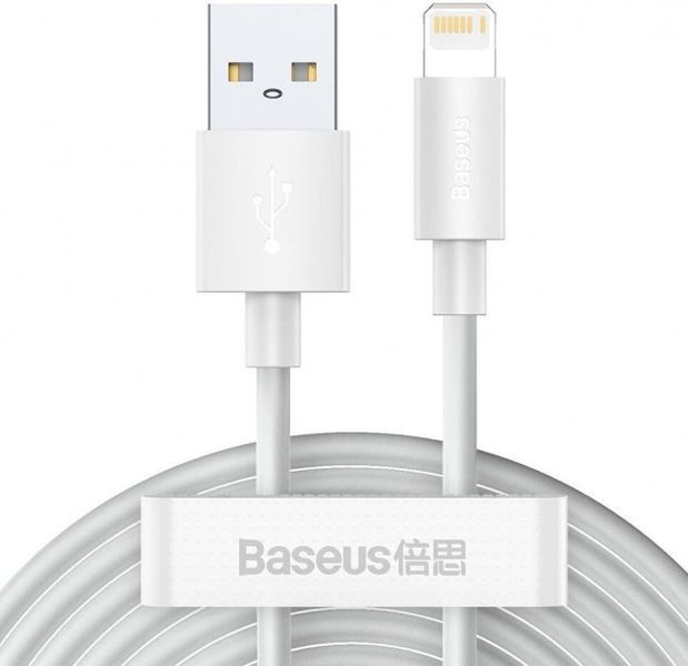 USB кабель Baseus Lighting 2.4A 1,5m (TZCALZJ-02) 2 шт у комплекті- білий 51319 фото