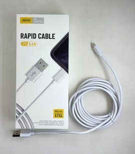 USB кабель Aspor A171 Plus Micro (2.1A/2m)- білий 51385 фото