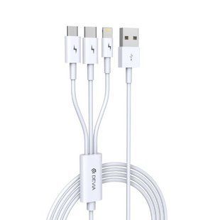 USB кабель DEVIA 3in1(Micro/Type-C/Lightning) Smart Series- белый 40200030 фото