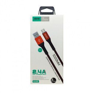 USB кабель Aspor A166 Micro 2.4A/1м- червоний 910231 фото