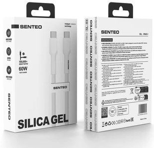 Кабель Senteo SL-03 Silica Gel 60W Type-C - Type-C 1м- білий 40202003 фото