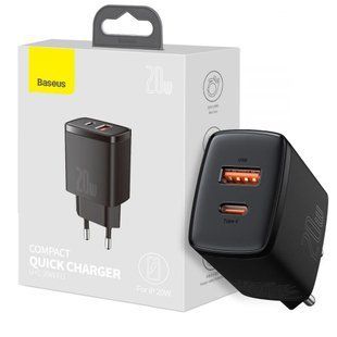 Сетевое зарядное устройство Baseus USB+USB-C 20W (CCXJ-B01)- черный 40100046 фото