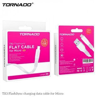 USB кабель Tornado TX3 Micro (2,4A/1м)- білий 779820 фото