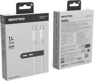 Кабель Senteo SL-08 Nano Silicone 60W Type-C - Type-C 1м- білий 40202006 фото