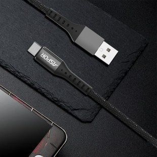 USB кабель Aspor A168 Type-C 2.4A/1м - черный 910200 фото