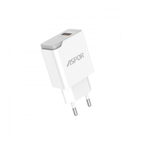 Мережевий зарядний пристрій Aspor A822 Fast Charger (18W QC3.0 1USB/3A)- білий 925076 фото