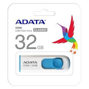 USB Flash A-Data 32Gb C008 (USB 2.0) &ndash; бело-голубой 40000829 фото