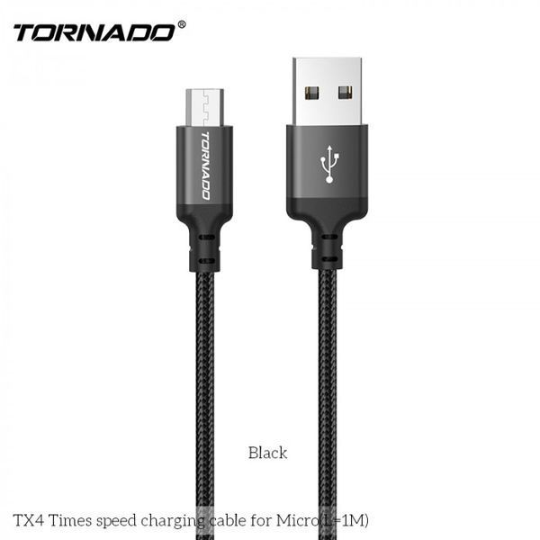 USB кабель Tornado TX4 Micro (2,4A/1м)- чорний 779825 фото