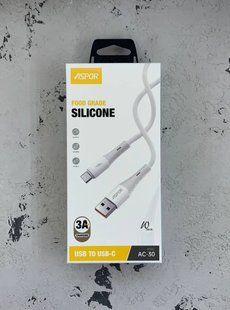 USB кабель Aspor AC-30 Type-C Silicone 3A/1м FC-белый 51607 фото