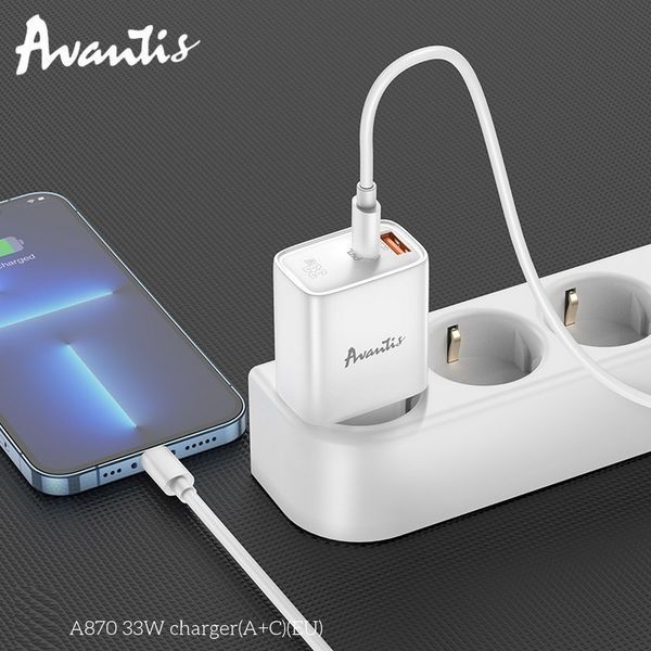 Сетевое зарядное устройство для Avantis A870 33W (QC 3.0 USB+USB-C PD)- белый 40201642 фото
