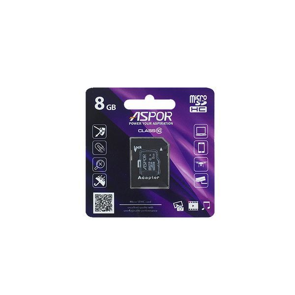 Карта пам`яті Aspor MicroSDHC 8GB UHS-I (Class 10)+SD adapter 40201783 фото