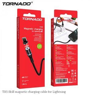 USB кабель Tornado TX5 Magnetic Lightning (2,4A/1м)- чорний 779856 фото
