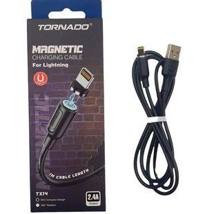 USB кабель Tornado TX14 Magnetic Lightning (2,4A/1м)- чорний 51484 фото