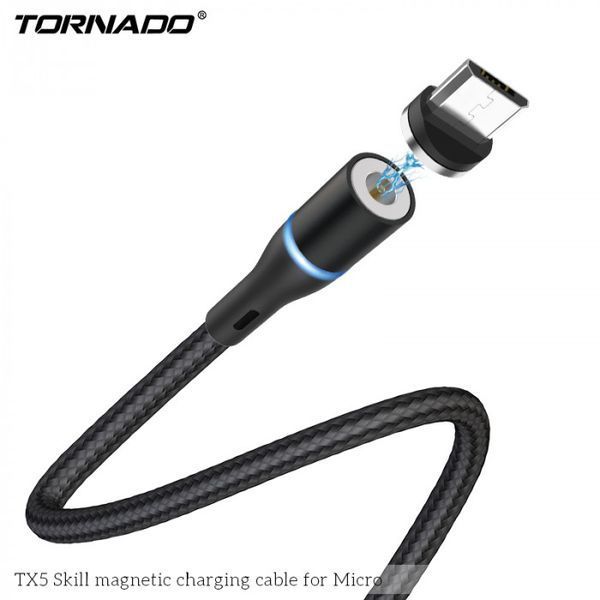 USB кабель Tornado TX5 Magnetic Micro (2,4A/1м) - черный 779837 фото