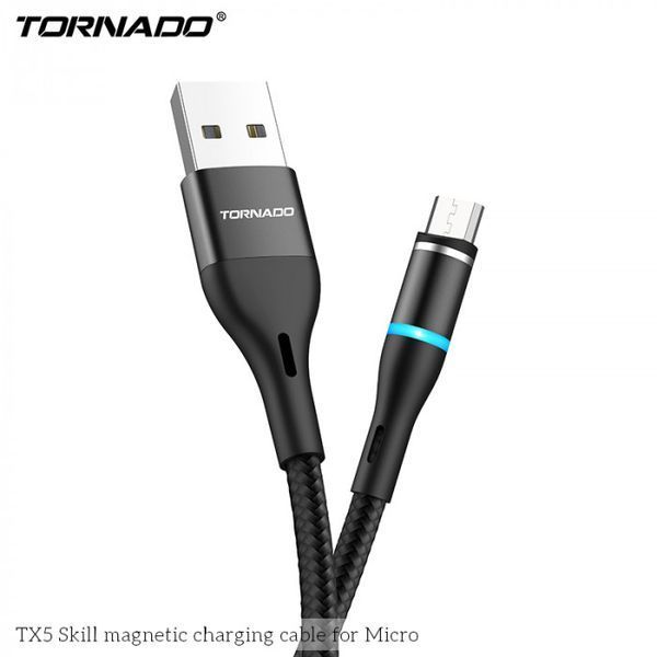 USB кабель Tornado TX5 Magnetic Micro (2,4A/1м) - черный 779837 фото